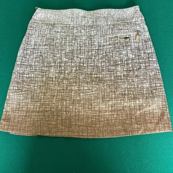 Jamie Sadock Skort Size 4 Brown White Textured Pattern Golf Skirt Shorts Lined - Picture 5 of 11
